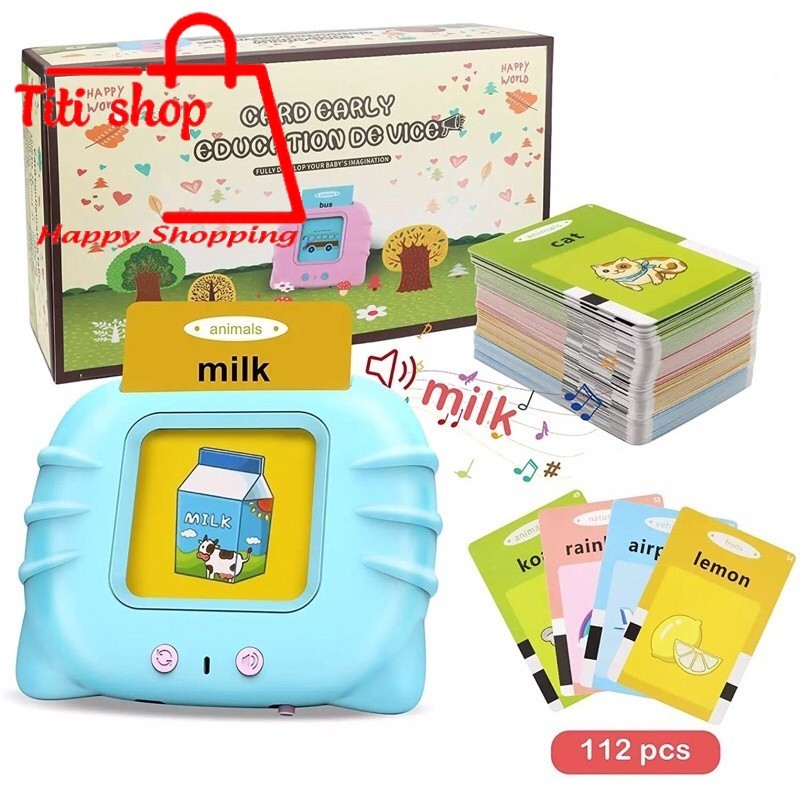 Máy đọc thẻ flashcard tiếng anh 224 từ, sạc USB, không sóng điện từ, an toàn cho bé -13655- Titishop