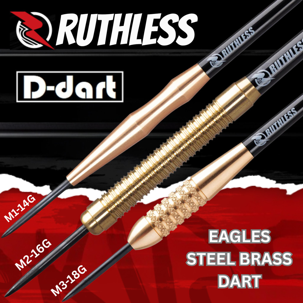 RUTHLESS STEEL TIP DARTS - 14/16/18G EAGLES BRASS DART SET STEEL DART