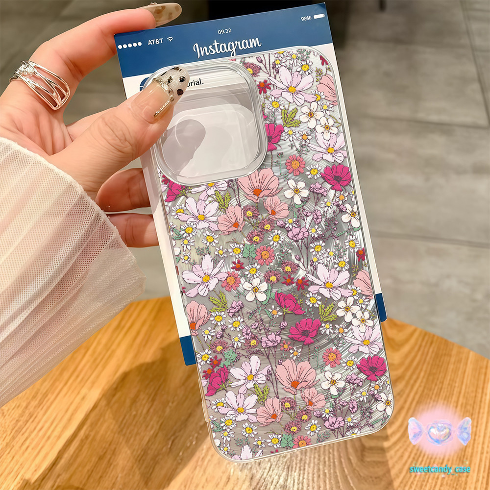 🍬 จัดส่งในพื้นที่🍬เคสกระแสน้ำวนด้วยแวววาว ดอกไม้สีสันสดใส สําหรับ IPhone 16 15 14 13 7 8plus Pro Promax XR XS