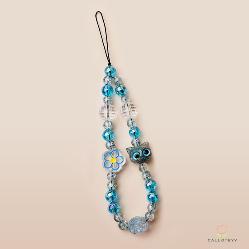 สายคล้องโทรศัพท์รูปแมวดอกไม้การ์ตูน สายคล้องโทรศัพท์สุดน่ารักทันสมัย ​​สายคล้องโทรศัพท์สุดประณีต -CY