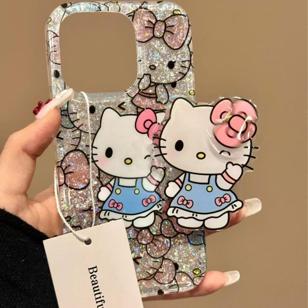 KT Cat เหมาะสําหรับ Apple 15PROMAX เคสโทรศัพท์สไตล์ใหม่ IPone16/13/12 Glitter 11/xr โปร่งใส 7/8p