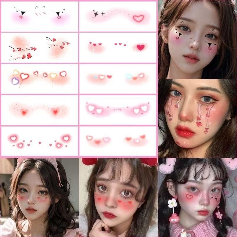 สติกเกอร์รอยสักชั่วคราว sticker Tattoo ลายหัวใจน่ารัก สีสันสดใส แบบสร้างสรรค์ สําหรับเด็ก กันน้ํา สําหรับตกแต่งใบหน้า ราคา ถูกที่สุด ดีลบีเคเค