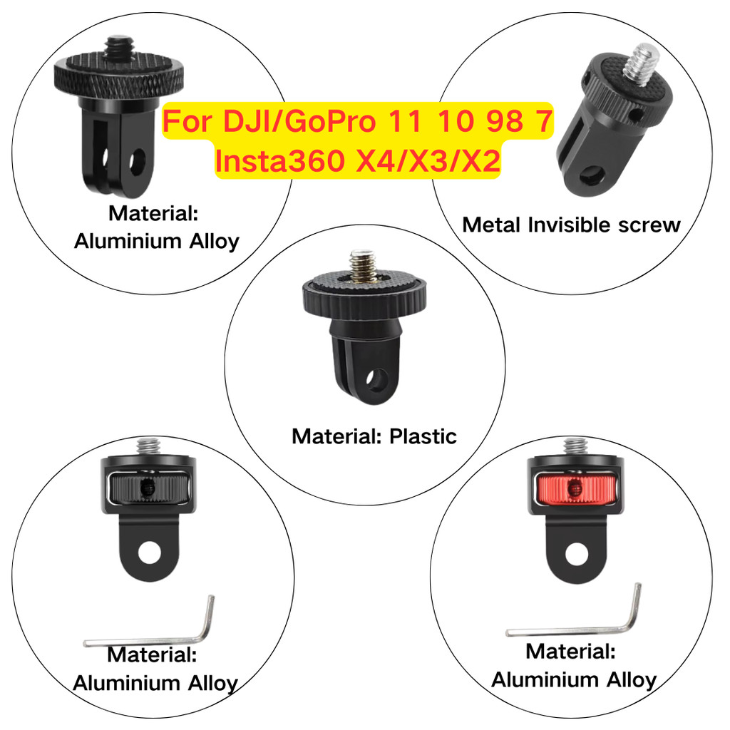 1/4 นิ้วสกรูอะแดปเตอร์ขาตั้งกล้อง 360 หมุนสําหรับ DJI OSMO 360/ Insta360 One X2 X3 X4 X5/Go Pro 13 12 11 10 9 8 DJI อุปกรณ์เสริมสําหรับกล้อง