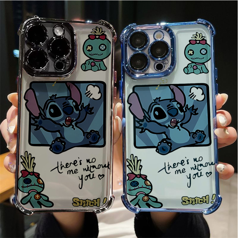 SAMSUNG เคสโทรศัพท์สําหรับsamsung Galaxy A56 A36 A55 A54 A25 A26 A16 A15 A51 A02 A24 A33 A04E A04 A03 Core A32 A13 A06 A02Sเปลือกชุบหรูหราถุงลมนิรภัยน่ารักการ์ตูนStitch - รูปที่ 5