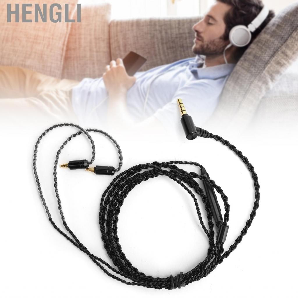 Hengli สายเคเบิลเสียงหูฟังพร้อมไมโครโฟนเปลี่ยนชิ้นส่วนสำหรับ Sennheiser IE40 Pro Black