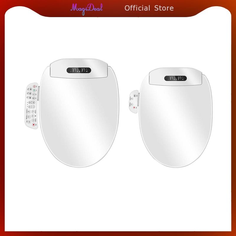 Magideal Bidet Toilet Seat ปุ่มแผงกันน้ํา เงียบ ฝาครอบฝาชักโครกแบบหล่นช้า