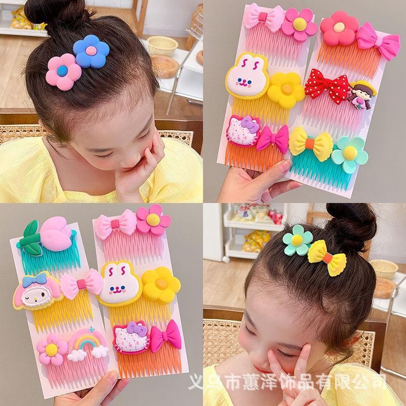 CY.พร้อมส่ง หวีผมฝ้าที่เรียบง่ายหญิงสีลูกกวาดด้านหน้าและด้านหลังกิ๊บติดผมคงที่เครื่องประดับผม น่ารัก