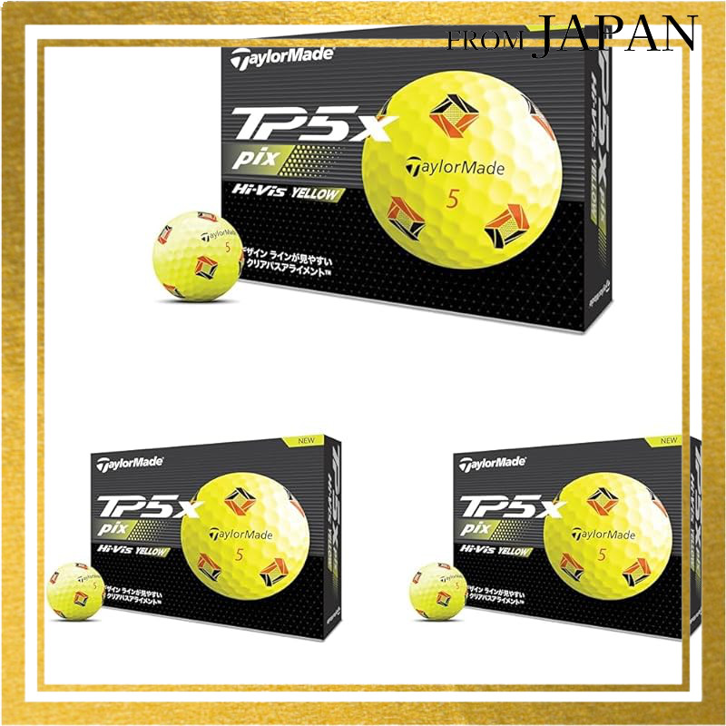 Taylor Made TMJ24 TP5x pix YLW JPN 12-Pack TP5x PIX Yellow Golf Balls 2024 Model Yellow (× 3)Direct 