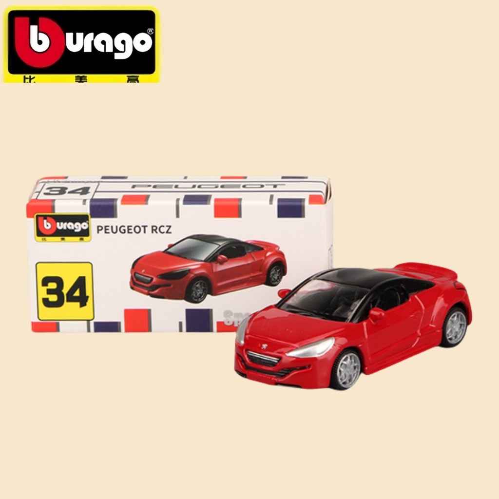 Bburago Peugeot RCZ Red Diecast Car Model - 1:64 Diecast Alloy Car for Boys