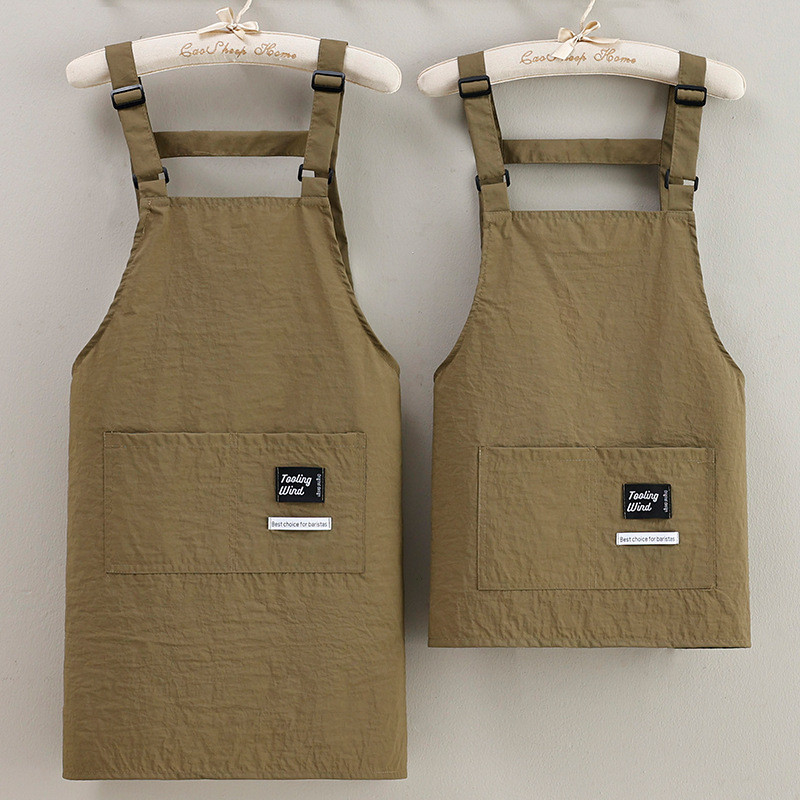 ใหม่ หอคอย กํามะหยี่ปรับผ้ากันเปื้อนสําหรับบุรุษและสตรีครัวทําอาหาร, ป้องกันการโก่งและป้องกันการโก่งเอวสไตล์สั้นพร้อมการพิมพ์โลโก้