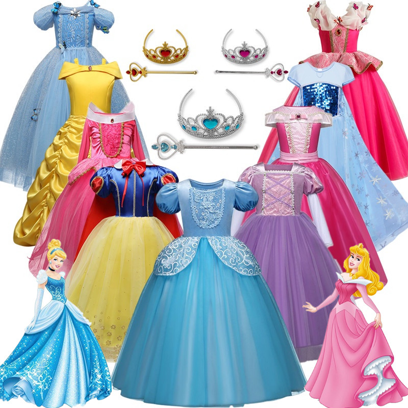 สาว Gowns แฟนซี Cinderella ชุดบทบาทเล่นเครื่องแต่งกายเด็กชุดสําหรับสาว Elsa เจ้าหญิงวันเกิด Party Ba