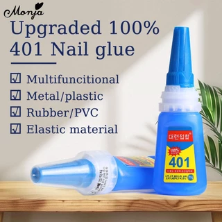 Monja 20g เล็บกาว Strong 401 กาวธรรมชาติแห้งไม่จําเป็นต้อง โดยโคมไฟโปร่งใสทันที ตกแต่งเล็บเครื่องมือ