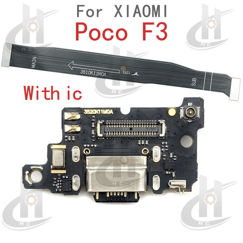 สําหรับ Xiaomi Poco F3 Charger USB Connector Dock ชาร์จพอร์ตแจ็คบอร์ด Flex หลักเมนบอร์ดการเชื่อมต่อ Flex เปลี่ยนชิ้นส่วน