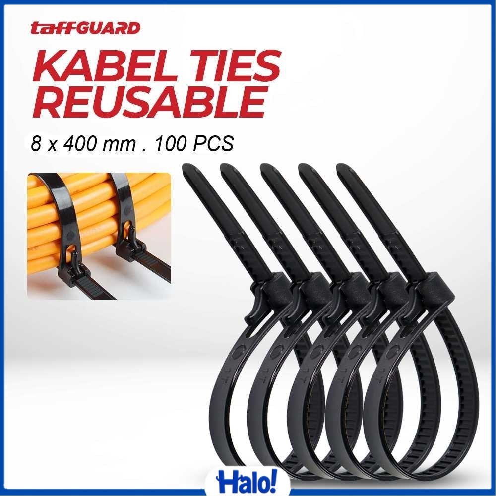 TaffiGUARD Cable Ties Zip Cable Organizer นํากลับมาใช้ใหม่ได้ 8x400 มม. 100 ชิ้น - NL816