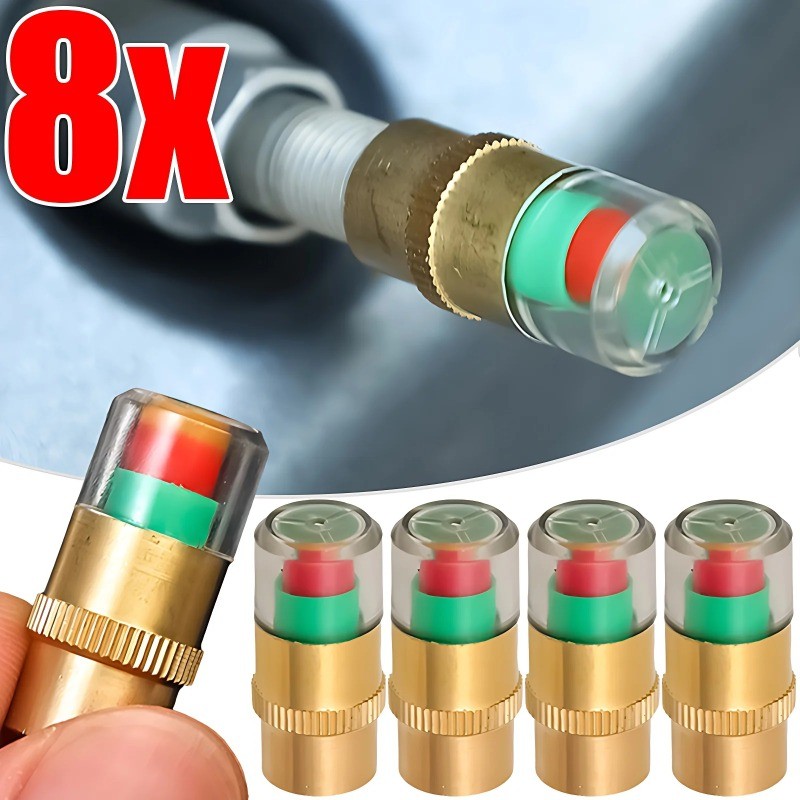 2/4/8ชิ้น ตัวบ่งชี้ความดันยางรถเครื่องวัดความดันลมยางตัวบ่งชี้การแจ้งเตือนตรวจสอบวาล์วหมวกเซ็นเซอร์ภายนอกการตรวจจับวาล์ว