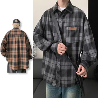 PannoFluxus เสื้อลายสก๊อตผู้ชาย American high-end ญี่ปุ่นย้อ…