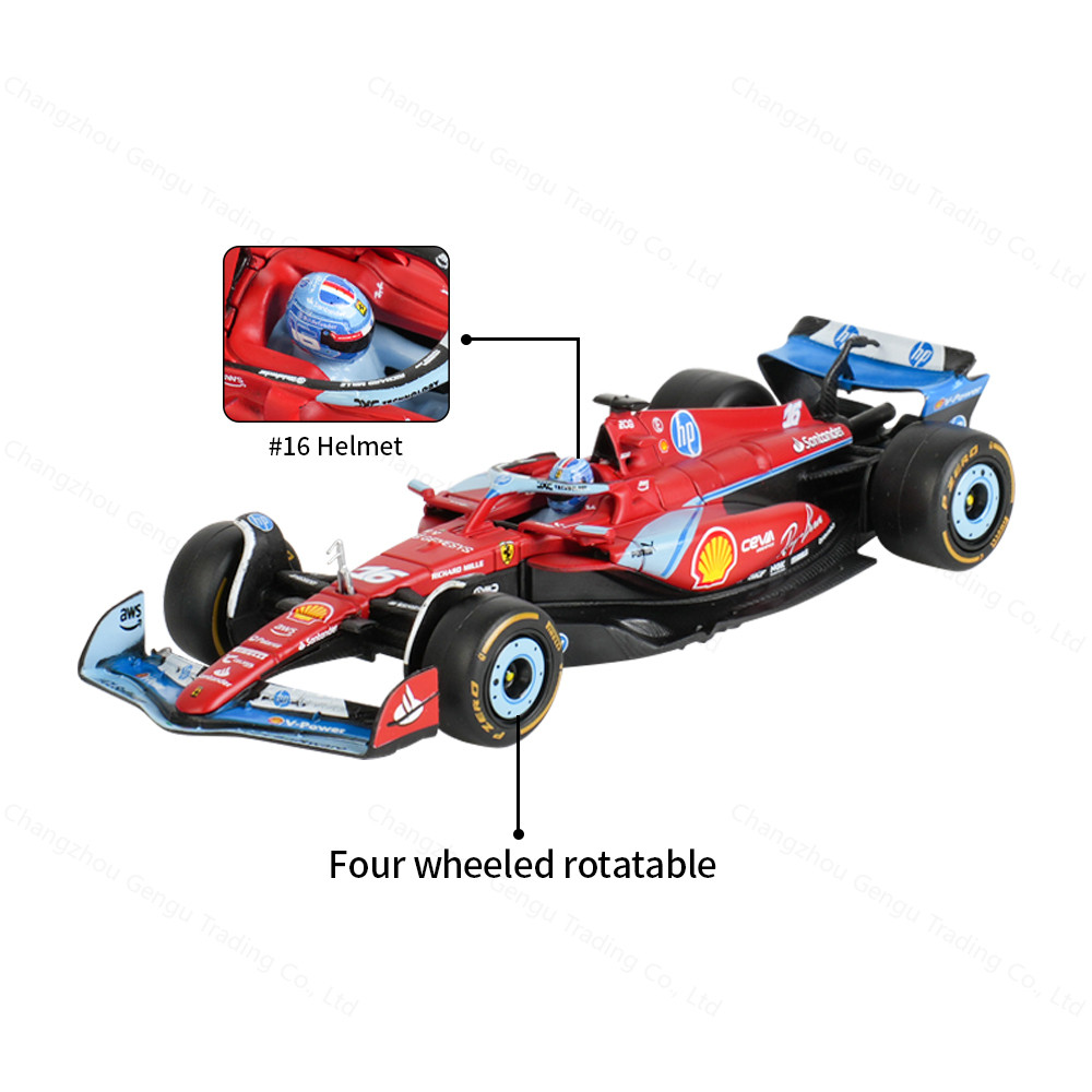 Bburago 1:43 2024 Ferrari SF24 Miami GP F1 รถสูตร Die Cast ยานพาหนะสะสมของเล่นแข่งรถกล่องอะคริลิค - รูปที่ 3