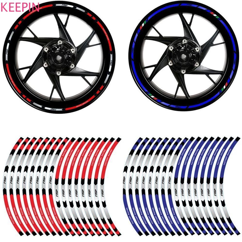 Keepin รถจักรยานยนต์สติกเกอร์ล้อสําหรับ Kawasaki สําหรับ KTM Rim Stripe เทป Auto Decals จักรยาน Decals สําหรับ Honda รถล้อสติกเกอร์