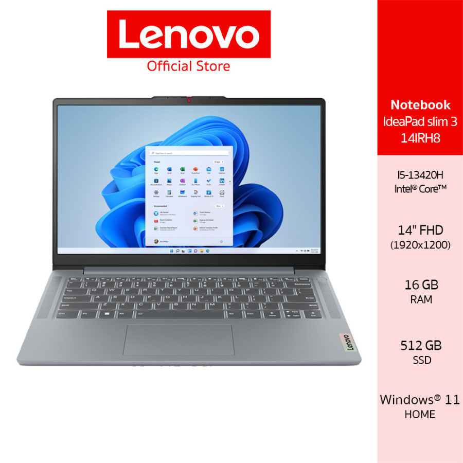 [ผ่อน 0%]Lenovo IdeaPad Slim 3 14IRH8(83EL004ATA)Notebook Intel I5-13420H 16GB SSD 512GB 14" FHD