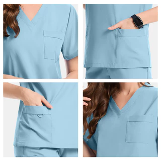 VSHELLเสื้อ + กางเกงQuick-Drying Unisex Medical Scrub ชุดผู้หญิงยืดหมอพยาบาลชุดบางชุดลําลองและสบาย