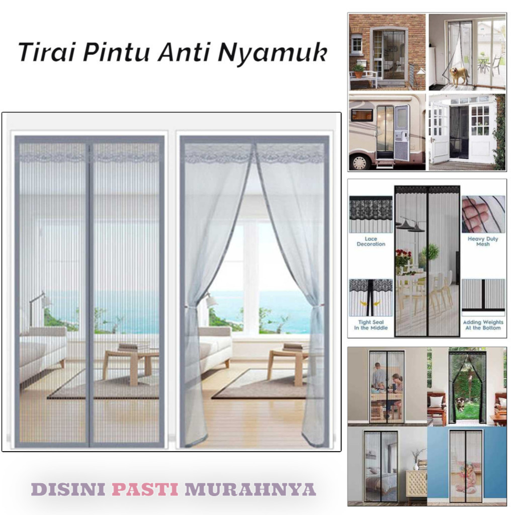 ULLL ม่านประตู มุ้งกันยุง แม่เหล็กปิด ป้องกันแสงสะท้อน TP3FKJ