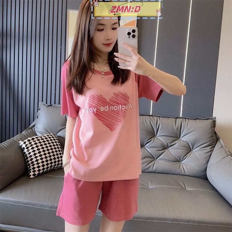 ใหม่wellknowngreat ชุดนอนสุภาพสตรีฤดูร้อนสไตล์ใหม่คอกลมแขนสั้นบางสไตล์สาวหวานเรียบง่ายสบายๆสวมใส่ชุด