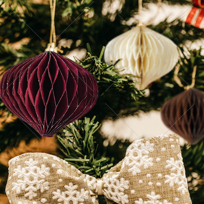 1 PC กระดาษคริสต์มาสรังผึ้งโคมไฟ Ball 3D แขวนของขวัญเครื่องประดับ DIY Xmas Tree จี้ Home Party Decor