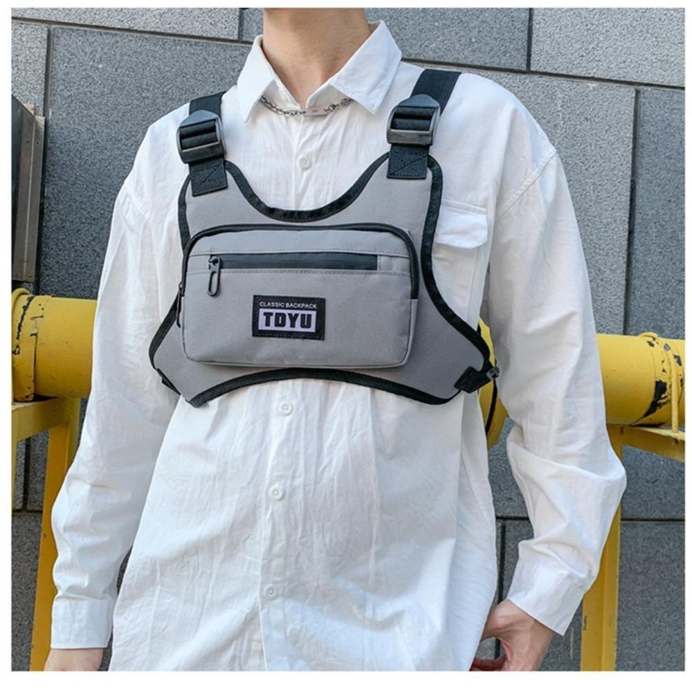 Uumir กระเป๋าคาดหน้าอกเสื้อกั๊กฮิปฮอป, กระเป๋าเสื้อกั๊กกีฬาความจุสูงซิป, กระเป๋าคาดหน้าอกทรงกลมทนน้ําอเนกประสงค์