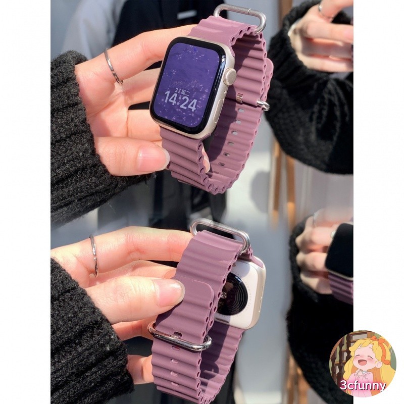 สายซิลิโคนสําหรับ Smart Watch Series 10 9 8 7 6 SE 5 4 3 2 1 Ultra/Ultra 2 สําหรับ i-Watch ขนาด 42 มม.46 มม.49 มม.41 มม.45 มม.44 มม.42 มม.40 มม.38 มม.