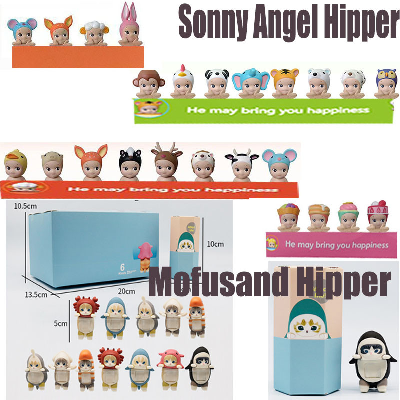 Sonny Angel Mofusand แมวกล่อง Hippers ตัวเลขการกระทําน่ารักของเล่นตุ๊กตาของขวัญเด็กตกแต่งคอลเลกชัน