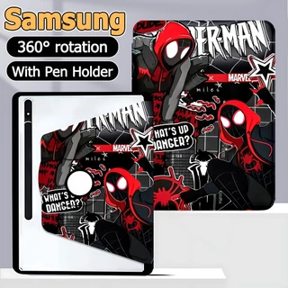 เคสหมุนได้ 360° เคส Samsung Galaxy Tab S8 S7 S9 S7FE S9FE S9FE+ Galaxy Tab S9+ S8+ S7+ S10+ A8 A9 A9+ S6Lite A7Lite Right pen เคสฝาพับ Samsung Spider-Man Samsung case