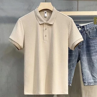 เสื้อpolo ชายลายขวาง เกาหลีแฟชั่น แขนสั้นเสื้อโปโล คอปก ชุดผู้ชาย polo เสื้อโปโล