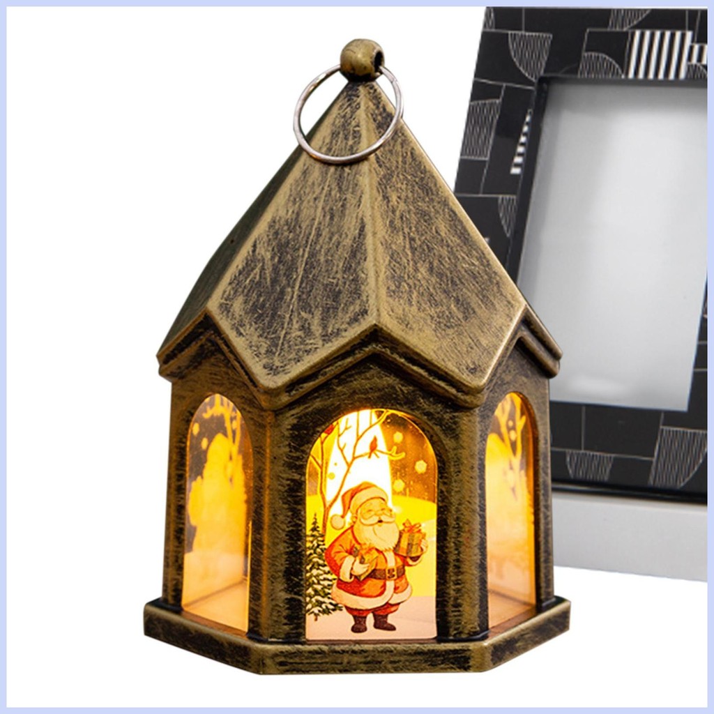 โคมไฟคริสต์มาสในร่ม Santa Claus Vintage โคมไฟ Retro Flicking Flameless เทียนเครื่องประดับมัลติฟังก์ชั่น ringth