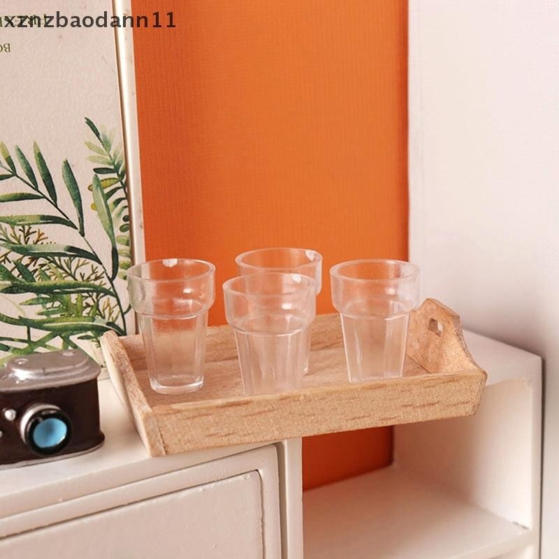 [XZNZMM] 4 ชิ้น 1:12 Dollhouse Miniature ถ้วยน้ําโปร่งใสถ้วยไอศกรีมถ้วยที่ว่างเปล่ารุ่นห้องครัวตกแต่งบ้าน Play House ของเล่น LMWU