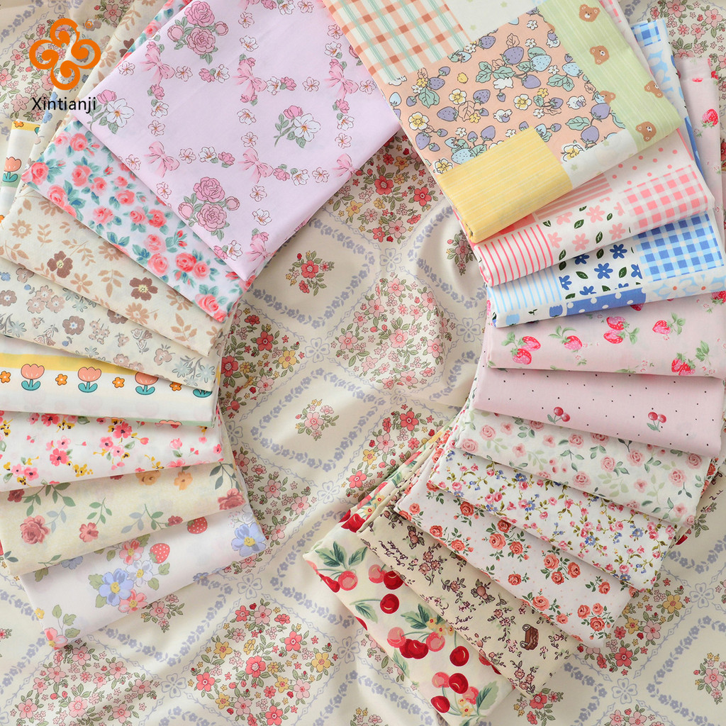 160x50 ซม.ดอกไม้สิ่งทอลายทแยงผ้าฝ้ายผ้า Pastoral ดอกไม้ผ้าฝ้ายผ้า Handmade เสื้อผ้าผ้าปูที่นอน TJ22670