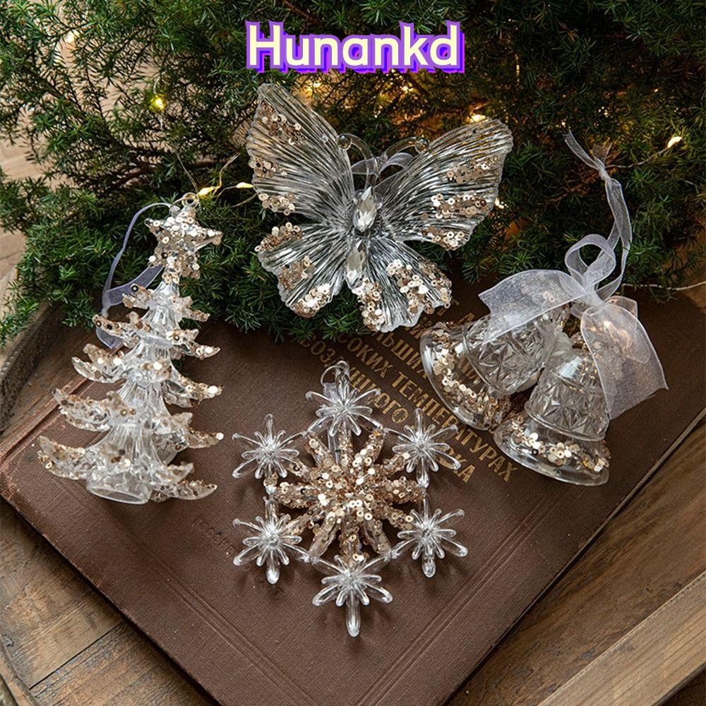 จี้คริสตัลคริสต์มาส HUAN, เกล็ดหิมะอะคริลิคเครื่องประดับต้นคริสต์มาส, DIY จี้ติดผนังกลางแจ้งในร่มคริสตัลแขวนคริสต์มาส