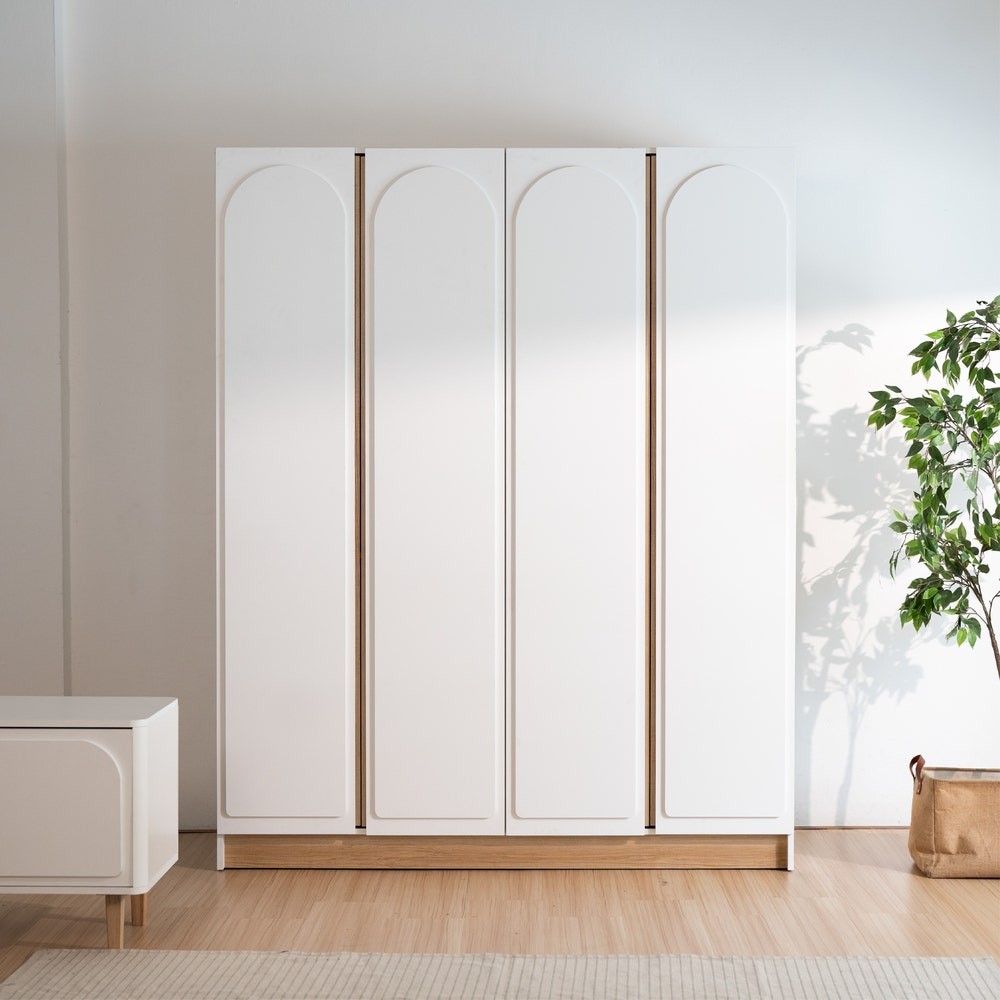 Koncept Furniture ตู้ผ้า 4 บานเปิด KC-PLAY รุ่น NORDIS สีขาว-ลินเบิร์ก (160x60x200 ซม.) แบรนด์ KONCEPT FURNITURE