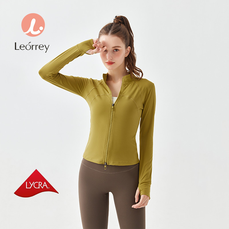 Leorrey-เสื้อแจ็คเก็ตแขนยาวสำหรับเล่นกีฬาเสื้อสเวตเตอร์ถักสำหรับวิ่งโยคะ