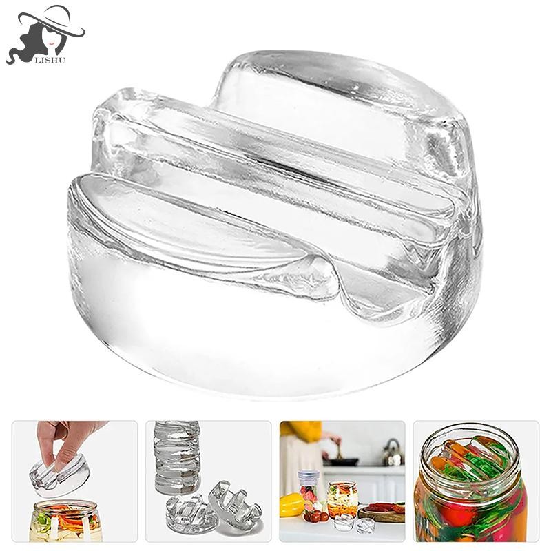 Lishu หมักแก้วน้ําหนัก Easy Grip Handle Heavy Glass Fermeng ฝาปิดสําหรับ Jar Pickle Pickling Crock กิมจิ th