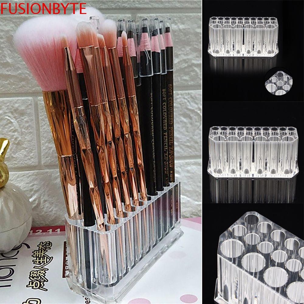 Fusionbyte ที่วางแปรงแต่งหน้ามัลติฟังก์ชั่น Tidy ชั้นวางดินสอที่ใส่ลิปสติกกล่องเครื่องประดับน้ําหอมยืนแสดงอะคริลิค