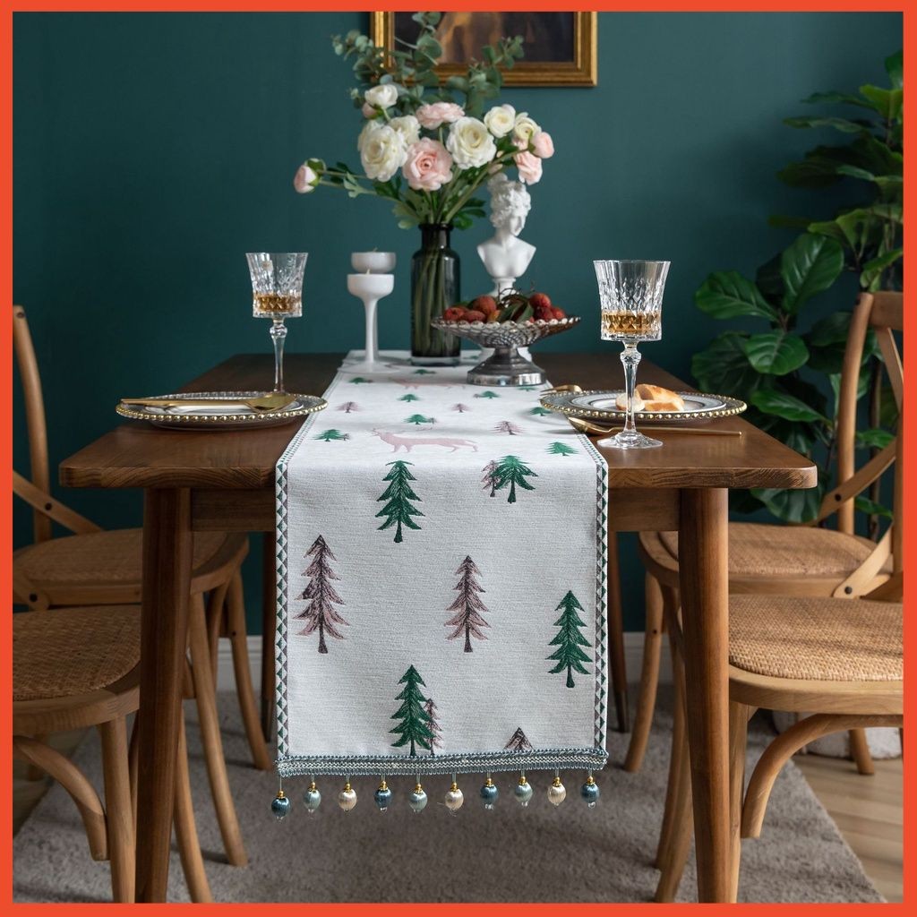 🎄Christmas table flag pine tree deer Christmas color dining table cloth festival coffee table bed fl