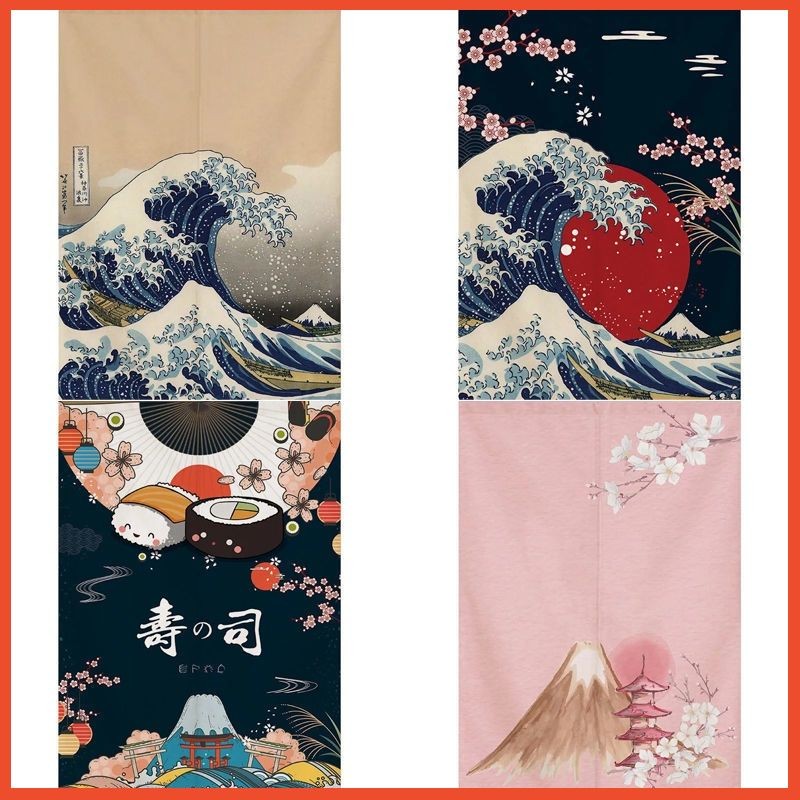 🌈Gift Curtain Rod🌈Summer door curtain Japanese-style floating world painting kitchen bedroom bathroo
