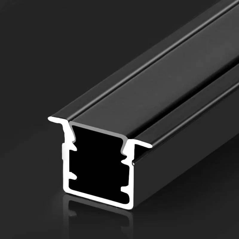 2ชิ้น*100เซนติเมตร นํา อลูมิเนียมโปรไฟล์ช่องเชิงเส้นที่มีฝาครอบสําหรับตกแต่งบ้านบาร์แถบแสง-สีดําอลูมิเนียมสีดําปก - รูปที่ 2