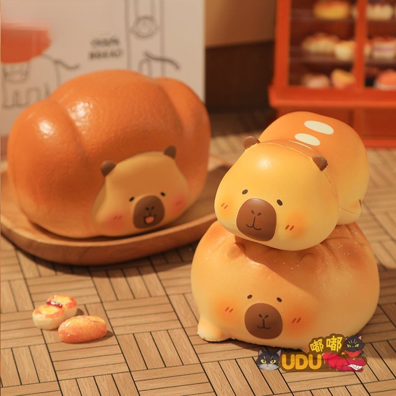 🍞มีกลิ่นหอมของขนมปัง🍞ขนมปังสนุกๆคาปิบาราบีบอัดเพลงของเล่นคลายการบีบอัดสร้างสรรค์กระเป๋าสับปะรดฟื้นตัวช้ากะปิบาลากดขนมปังปิ้งตุ๊กตาคาปิบาราเครื่องประดับสร้างสรรค์ของขวัญวันเกิด