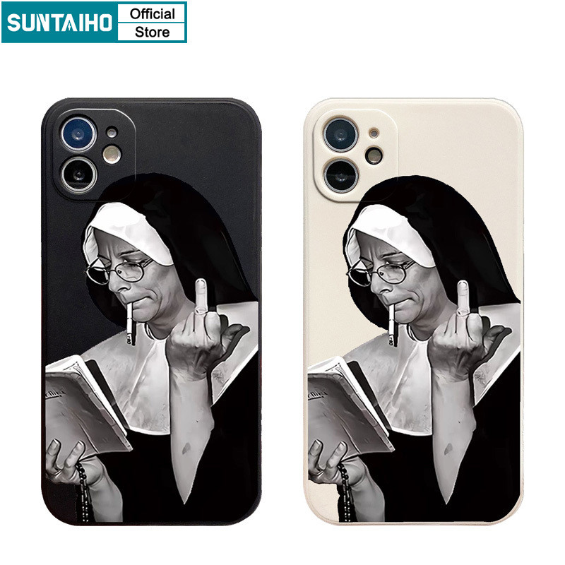 Suntaiho เคสไอโฟน Aesthetic Elegantปลอกแม่ชีรูปแบบเคสโทรศัพท์สําหรับIphone 16 15 14 13 12 11 Pro Max IP 7 8 Plus Iphon X Xs XR Xs Maxซิลิคอนนุ่มพรีเมี่ยมกันกระแทกปกหลัง