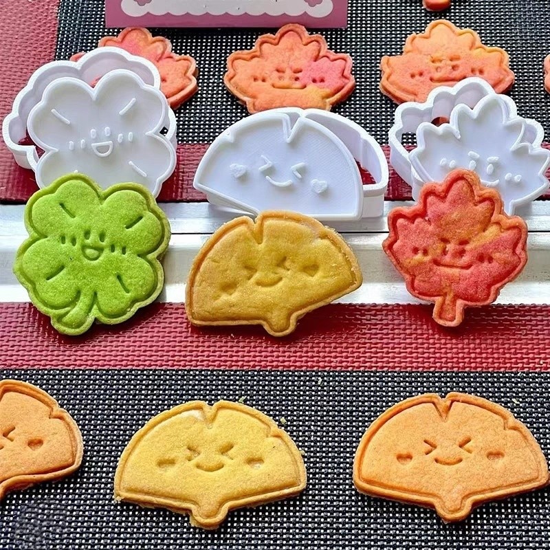 ยิ้มโคลเวอร์สี่ใบเมเปิ้ลใบแปะก๊วยแม่พิมพ์บิสกิตเครื่องมืออบแม่พิมพ์ Fondant แม่พิมพ์ตัดคุกกี้แม่พิมพ์เค้กแม่พิมพ์บิสกิตไอซิ่ง - รูปที่ 3