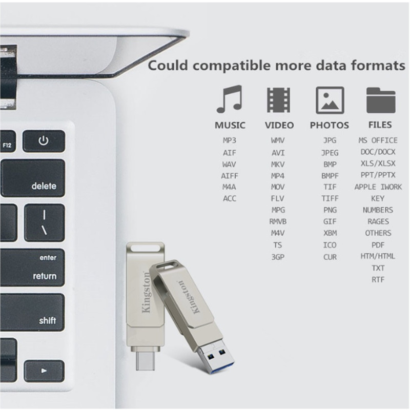 Kingston 1TB 2TB 2 In 1 OTG USB แฟลชไดรฟ์ความเร็วสูง Pendrive Stick พร้อม Type-C U Stick สําหรับโทรศัพท์ Android iPhone15