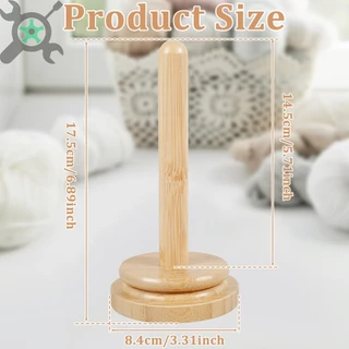ไม้ผู้ถือเส้นด้ายไม้ไผ่หมุนได้ Skein Spinner Revolve Yarn Ball Stand Smooth Yarn Ball Holder Dispenser SHOPTKC5476