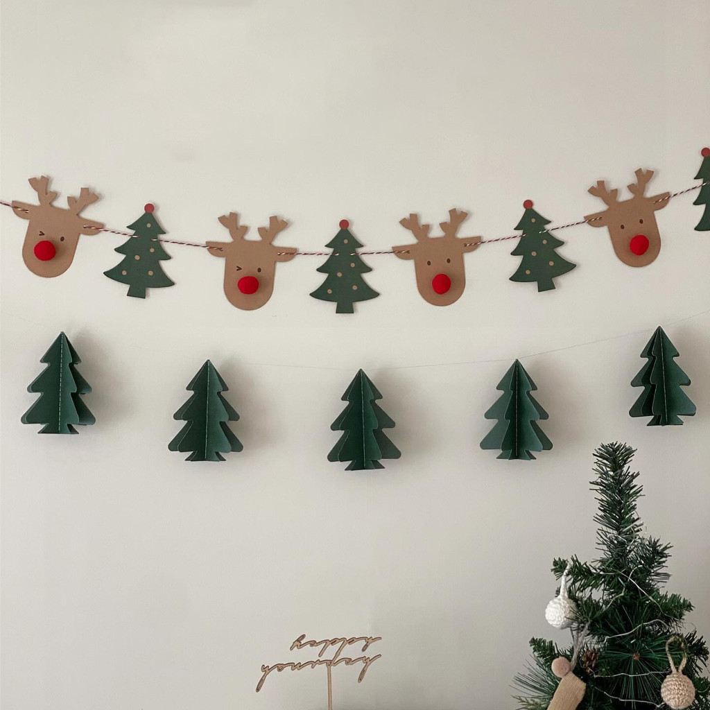 คริสต์มาส Garland Merry Christmas 3D แบนเนอร์ต้นไม้-ตกแต่งคริสต์มาส,แขวนผนัง XMAS ตกแต่ง,ตกแต่งคริสต์มาสสําหรับปาร์ตี้ Mantle เตาผิง