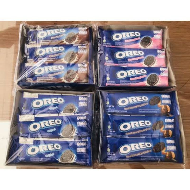 (พร้อมส่งขนมอร่อย ราคาถูก) Oreo โอรีโอ้ บิสกิตหลากรสแบบแพ๊ค 12 ซอง